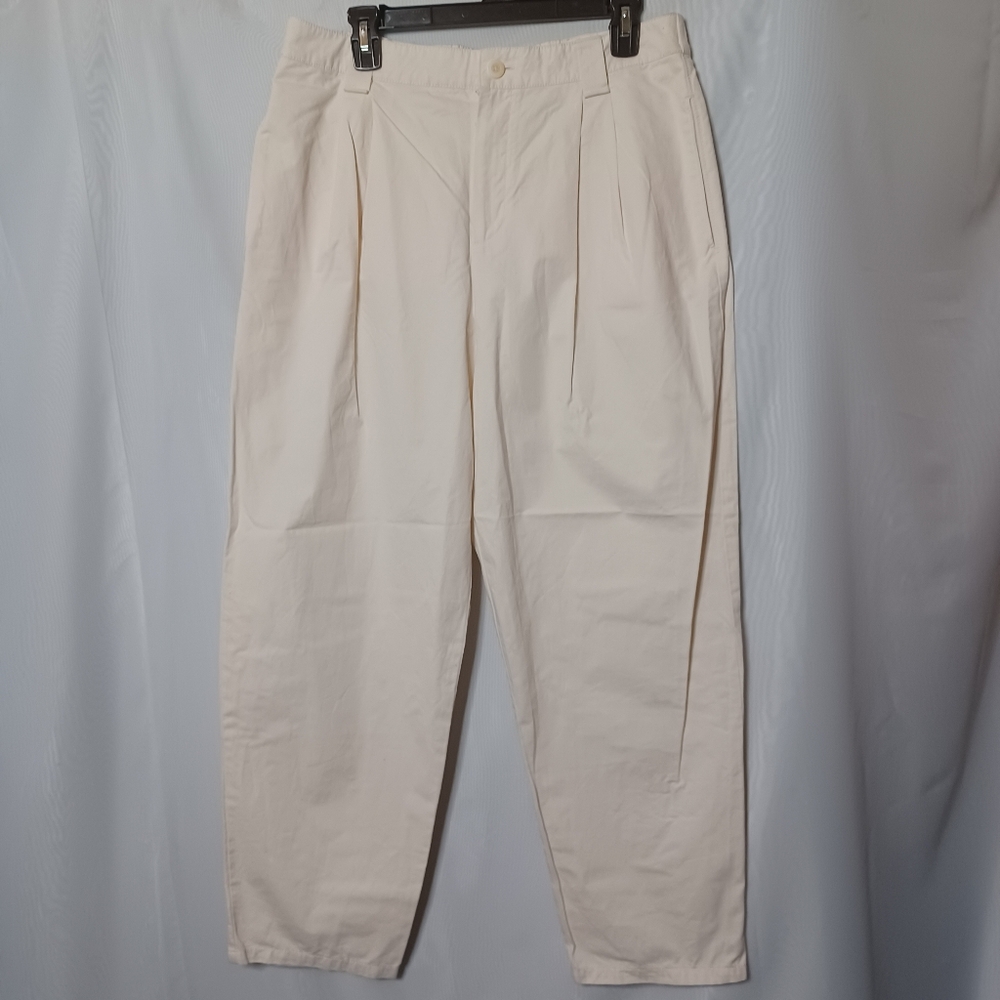 MNG Mango Women's Ivory Pleated High Waist Elastic Back Pants. Size 12